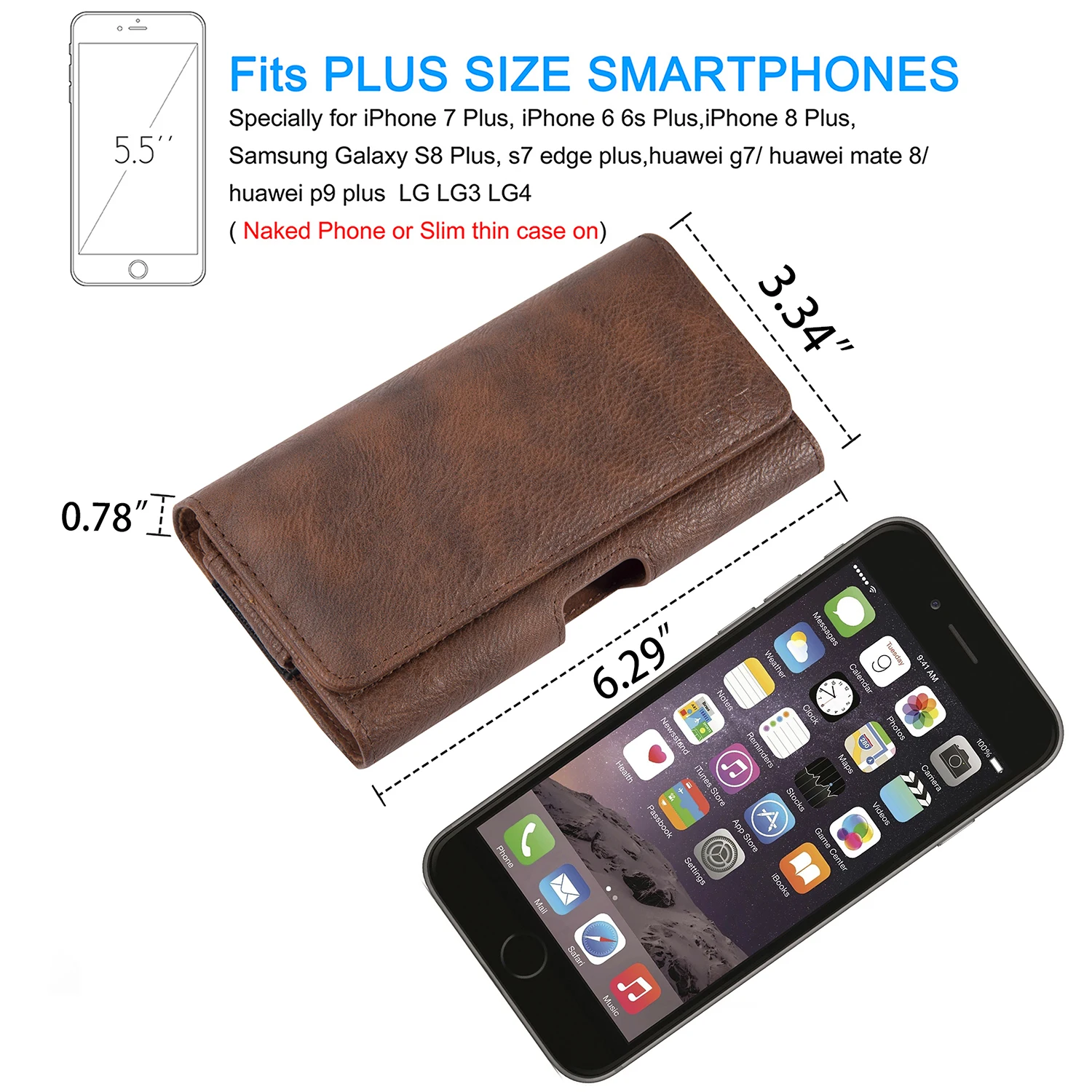 Universal PU Leather Phone Case Waist Bag 5.5 inch for iphone samsung galaxy Huawei LG with Card Holder Belt Clip Holster