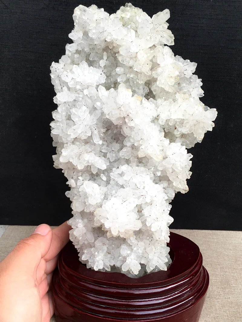 1380g Natural Beautiful White QUARTZ Crystal Cluster Specimen healing+stand