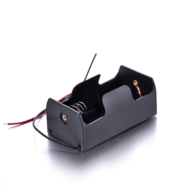 Single Slot DIY Battery Holder Storage Box Case Rechargeable 1.5V D Size Batteries Container Spring Clip Design with Lead Wires