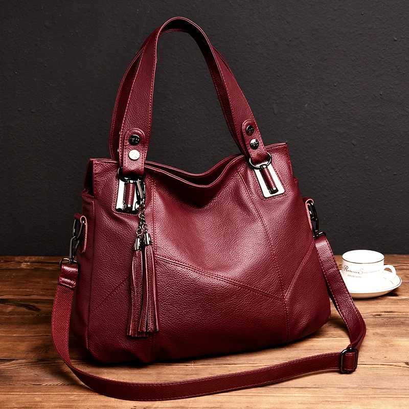 bolsala grande de couro genuino para mulheres bolsas crossbody borla de ombro bolsas de luxo 2024 01