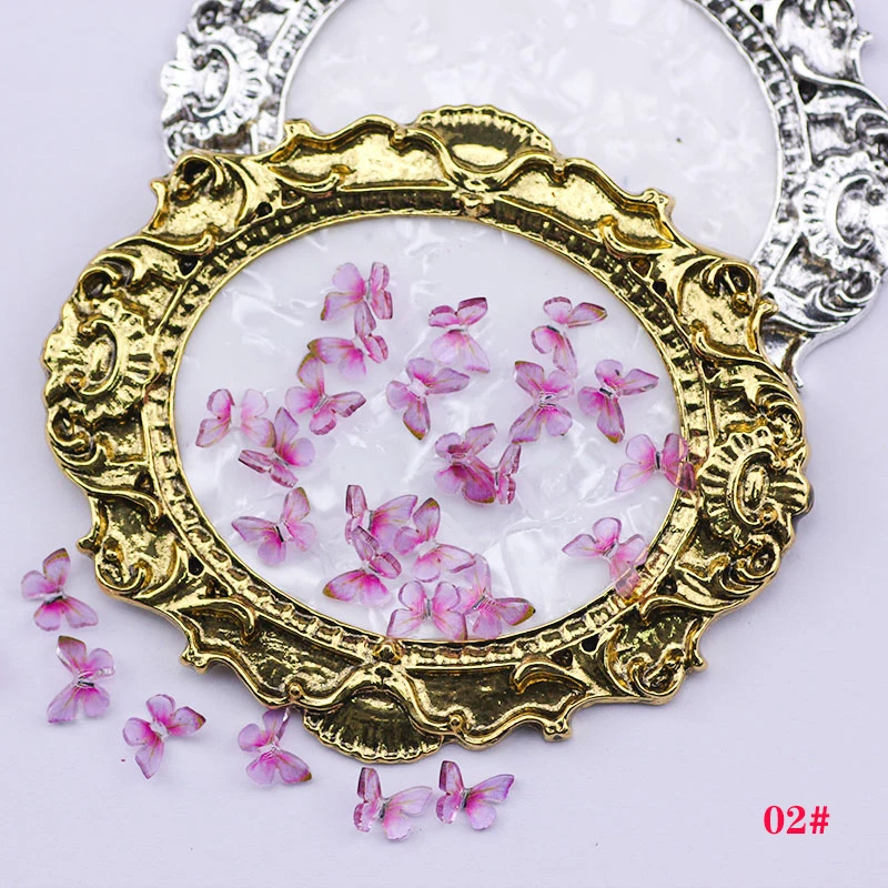 Bướm Móng Đá Nhiều Màu Nhựa Kim Cương Giả 3D Bộ Vòng Charm DIY Móng Tay Nghệ Thuật Trang Trí