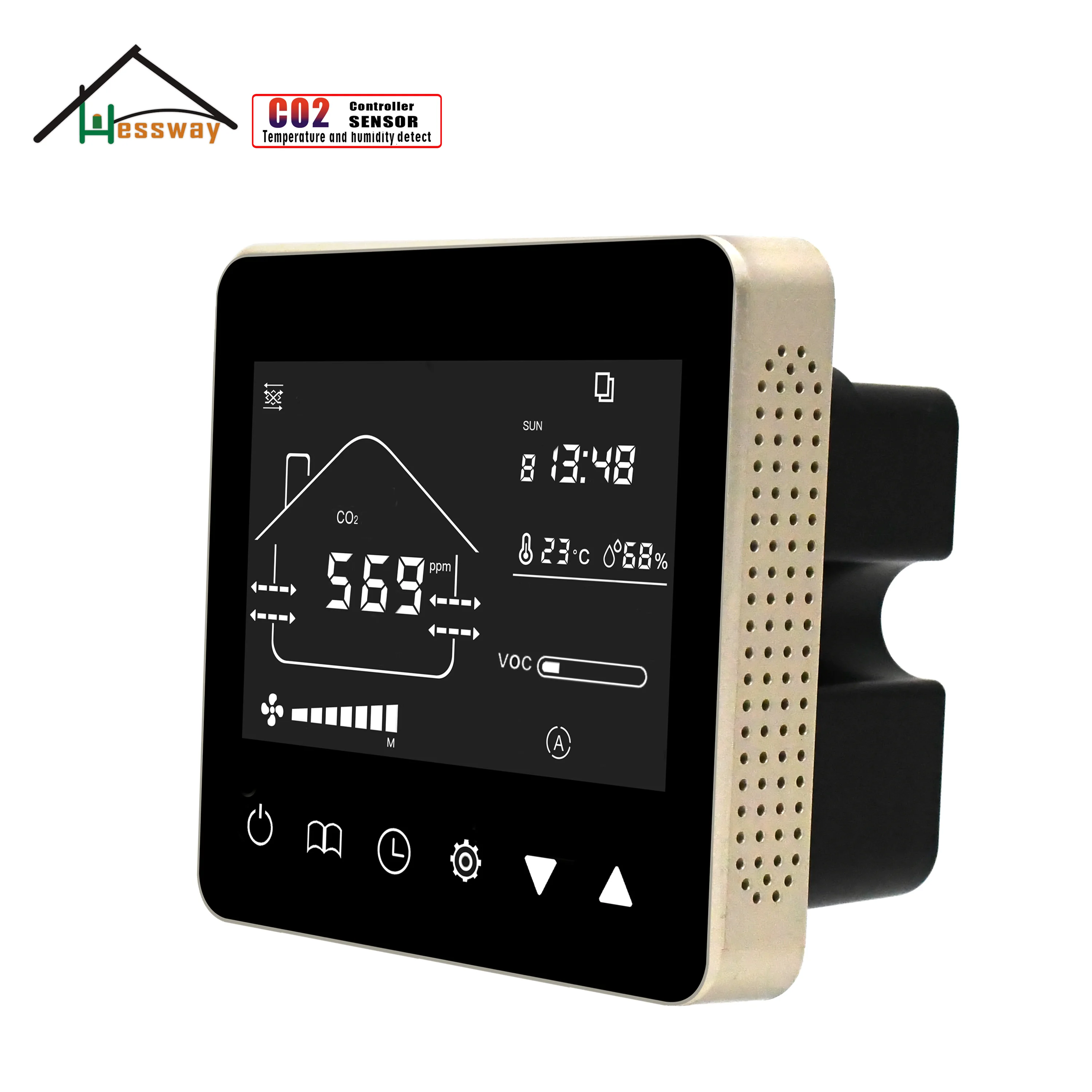 

HESSWAY RS485 CO2 Ventilation System Controller for VOC Humidity Temperature Air Quality Monitor 0-10V Proportional Fan&Valve