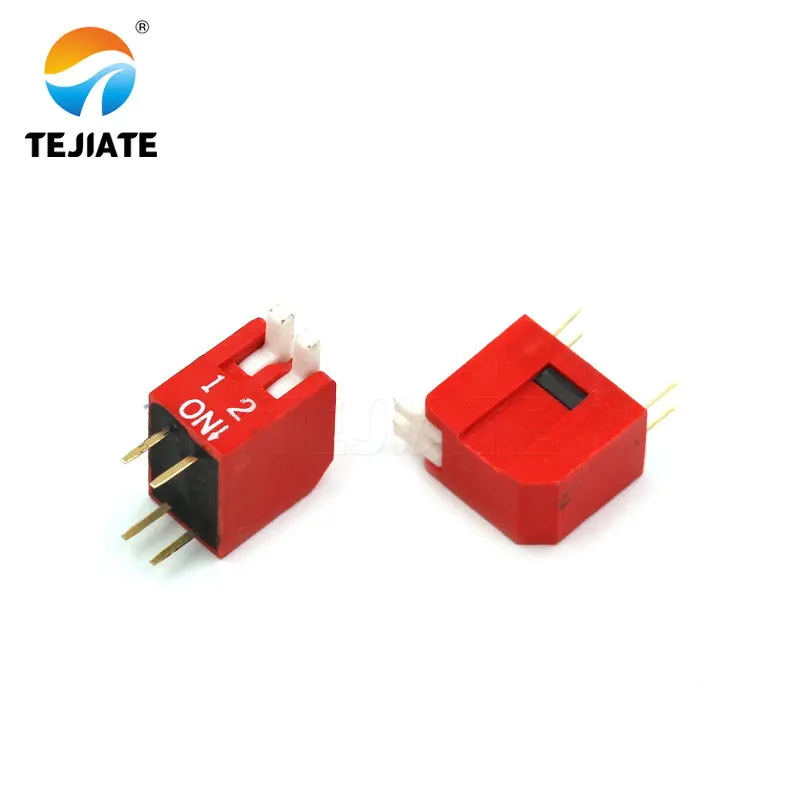 2PCS Toggle Switch Direct Insertion Lateral Pulling DIP Snap 2.54MM 2/3/4/5/6/8/10P Red Dial ON / OFF