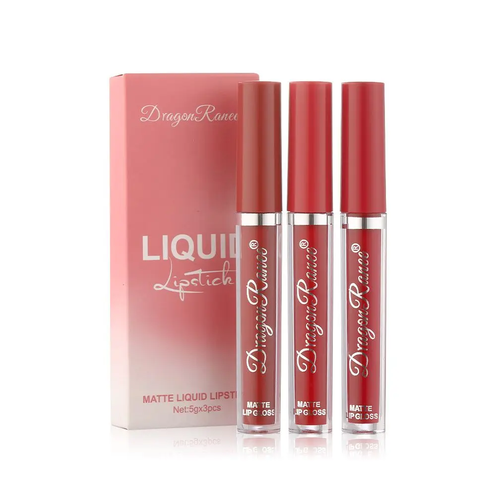 3 Stück matte Lippenstift Set langlebige wasserdichte Samt Lippen glasur Tönung Lip gloss Kit Frauen Kosmetik Make-up-Tools