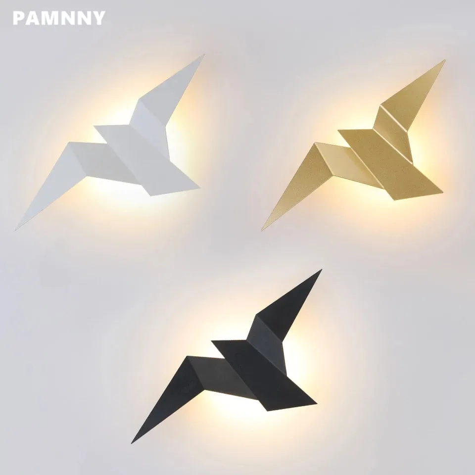 

PAMNNY Modern Nordic Creative Led Wall Lamp Bird Shape Indoor Lighting Bedroom Bedside Stair Dining Aisle Home Decor Wall Sconce