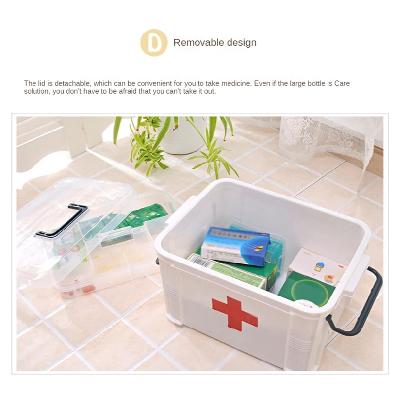 First Aid Kit Portable Emergency Box Medicine Chest for Household Outdoor Travel Hospital Pharmacy Plastic Storage Container