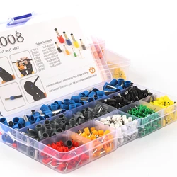 Boxed VE Tubular Crimp Terminal, Fio Elétrico, Terminator Isolado, Bloco de Cabo, End Connector, Crimping Terminals Kit, 300 Pcs, 800Pcs