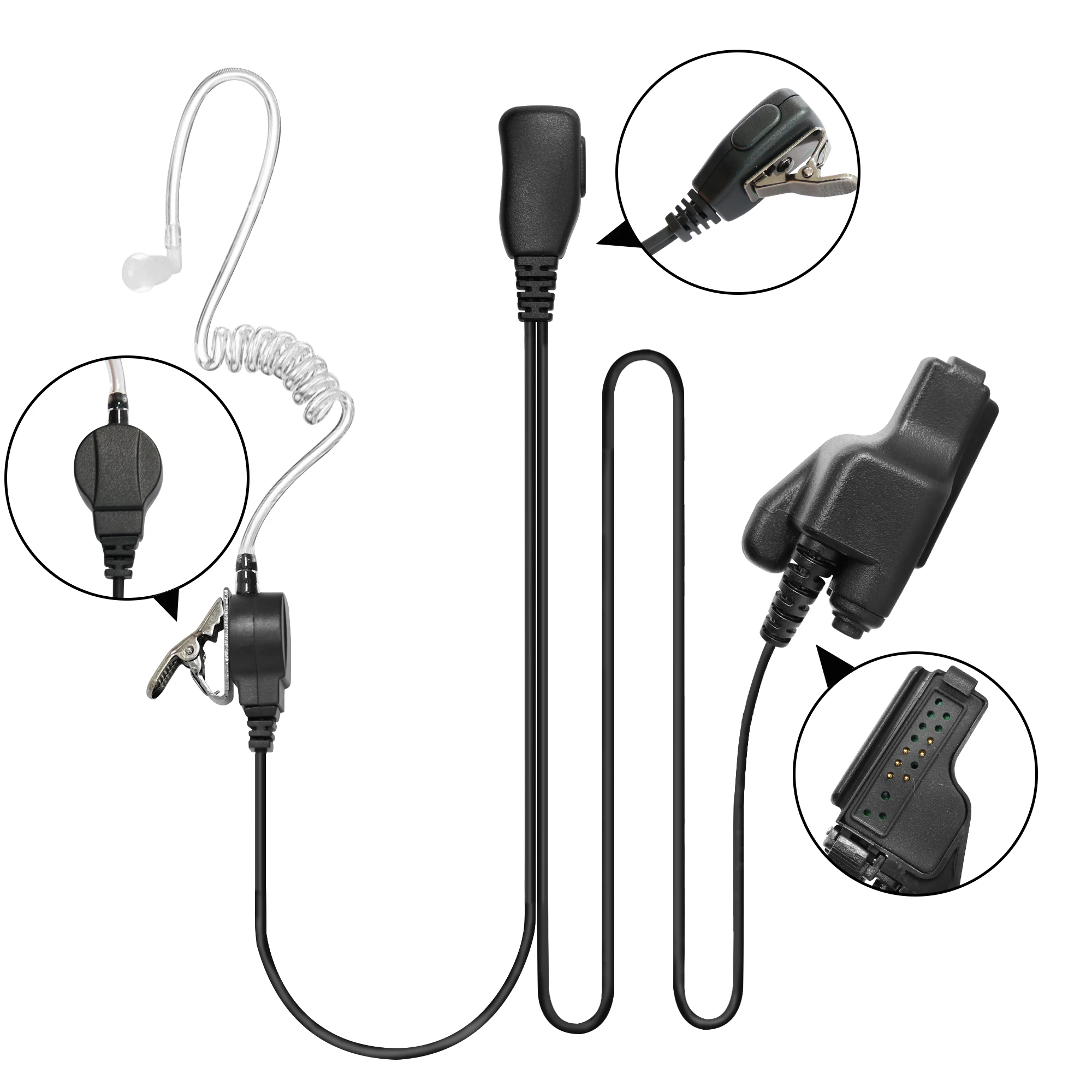 Walkie Talkie Covert Earpiece Acoustic Tube Headset PTT Accessories For HT1000 XTS2500 XTS3000 XTS3500 XTS5000 Two Way Radio