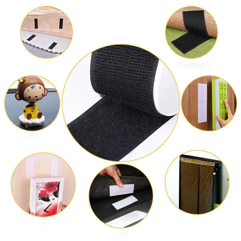 1M White Black Strong Self Adhesive Hook Loop Fastener Tape Nylon Sticker Adhesive With Glue DIY Clothing Home Decor 16/20/25mm