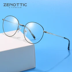 ZENOTTIC Pure Titanium Round Optical Glasses Frame Women Circular Vintage Non-Prescription Eyewear Clear Lens Eyeglasses 340001