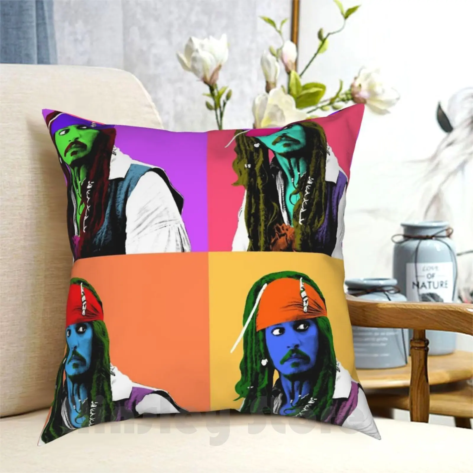 

Captain Style Poster , Pop Art 6 Color Digital Poster Portrait. Pillow Case Printed Home Soft DIY Pillow cover Portrait