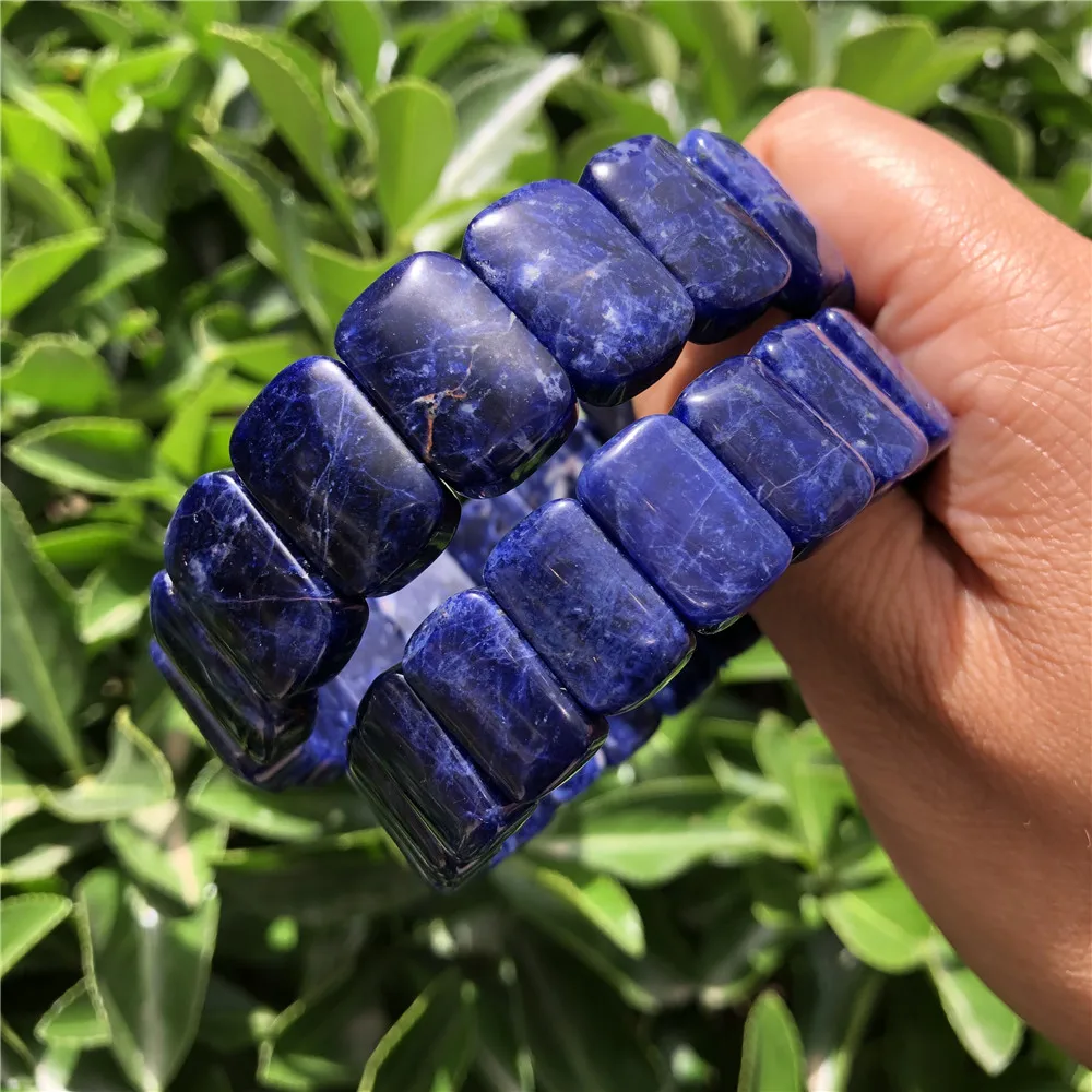 1 Pc Fengbaowu Natural Blue Veins Sodalite Bracelet Faceted Bead Bangle Crystal Quartz Healing Stone Women Men Jewelry Gift