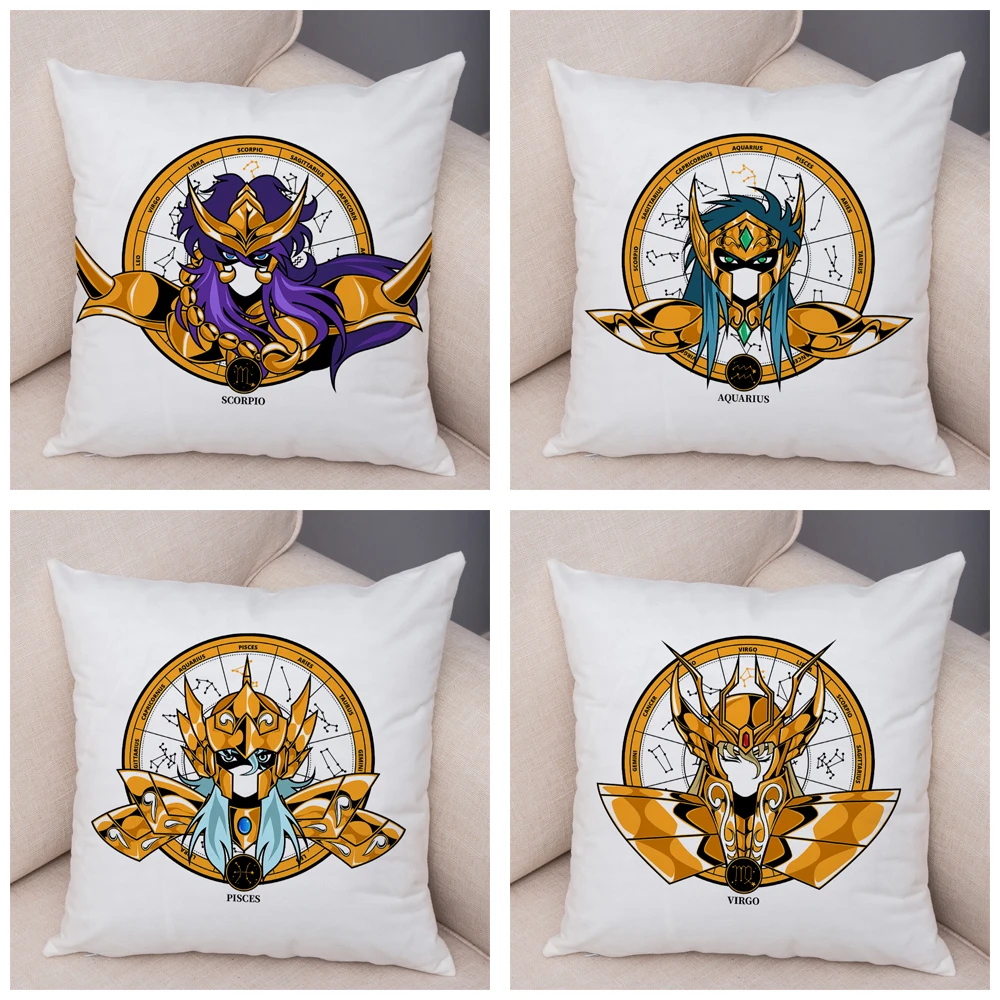 Nordic style Twelve Constellations Saint Seiya Pillowcase Cushion Cover for Sofa Home Decor Super Soft Short Plush Pillow Case