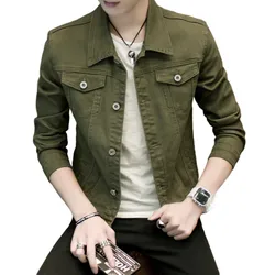 2025 New Mens Denim Jacket Slim Fit Fashion Jeans Jackets Pocket Jacket Coat Men Male Spring Autumn Classic Black White Coat
