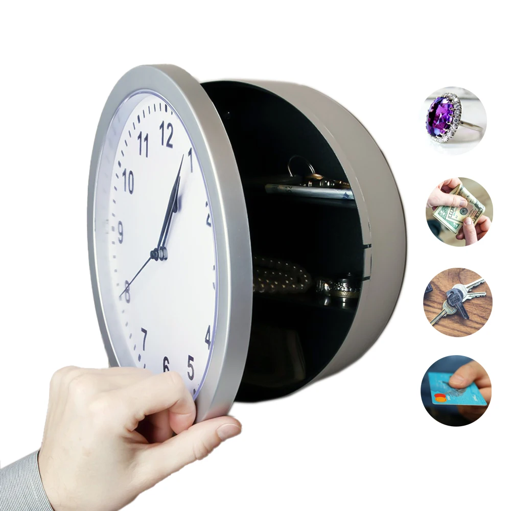 Safe Secret Compartment Working Wall Clock Safe Hidden Secret Container Box for Money Stash Jewelry Valuables Cash Storage