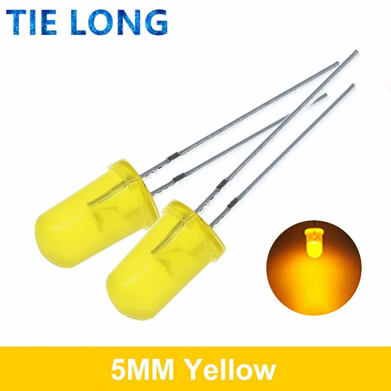 TieLong 5 colors x20pcs =100pcs F5 5MM Round Yellow White Red Green Blue Diffused Round DIP Diode LED Lamp Light