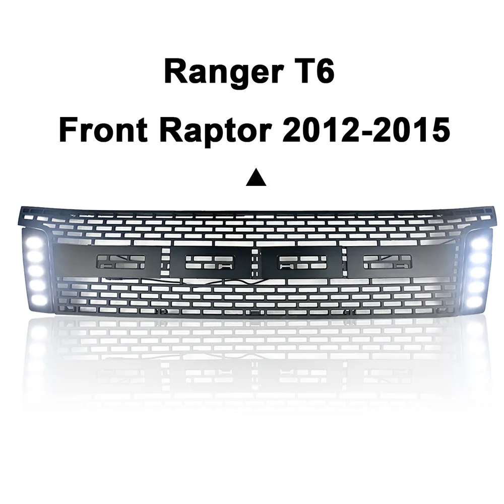 Front Racing Grills Fit For Ranger T6 Xl Xlt 2012 2013 2014 2015 Abs Grille Grill Mesh Mask Cover Auto Accessories