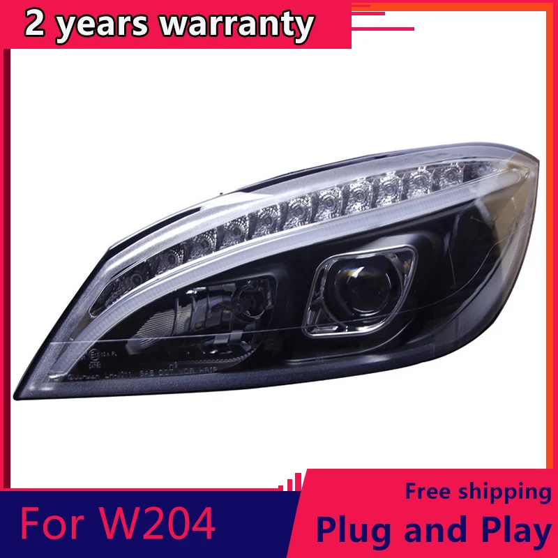 

Стайлинг автомобиля для Benz W204 фары 2007- 2011 C180 C200 C260 светодиодные фары drl H7 hid Биксеноновые линзы ближнего света