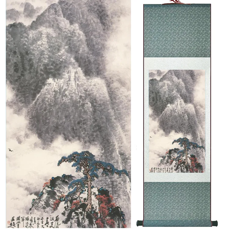 

landscape painting Home Office Decoration Chinese scroll painting mountain and River paintingPrinted painting042412