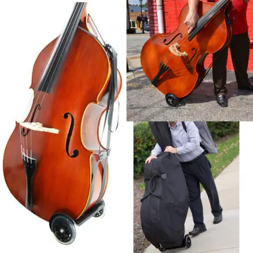 New Upright Double Bass Cart Transport Carry Double Bass with Wheeled Buggies