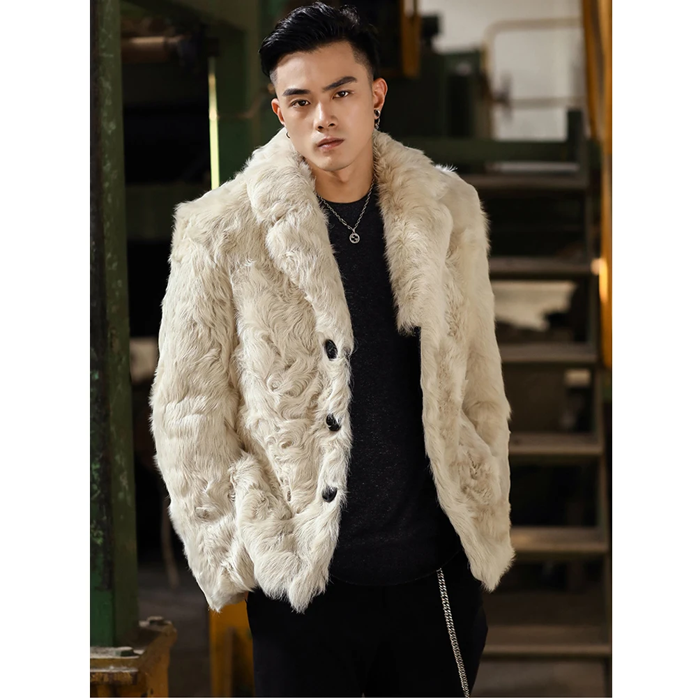 2019 New Mens Sheepskin Shearling Jacket Short Fur Coat Suit Collar Wool Coat Mens Winter Coats Fur Jackjet