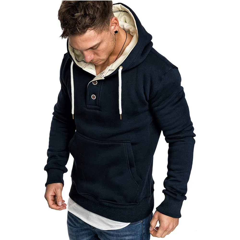 Solid Button Pocket Hoodies Men Sweatshirts 2023 Rapper Hip Hop Hooded Pullover Sweatershirt Male Clothes Sudadera Hombre