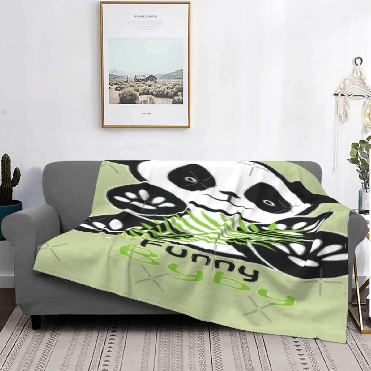 

Manta a cuadros de algodón y lino con diseño de Panda 54, colcha para cama, sofá, manta a cuadros