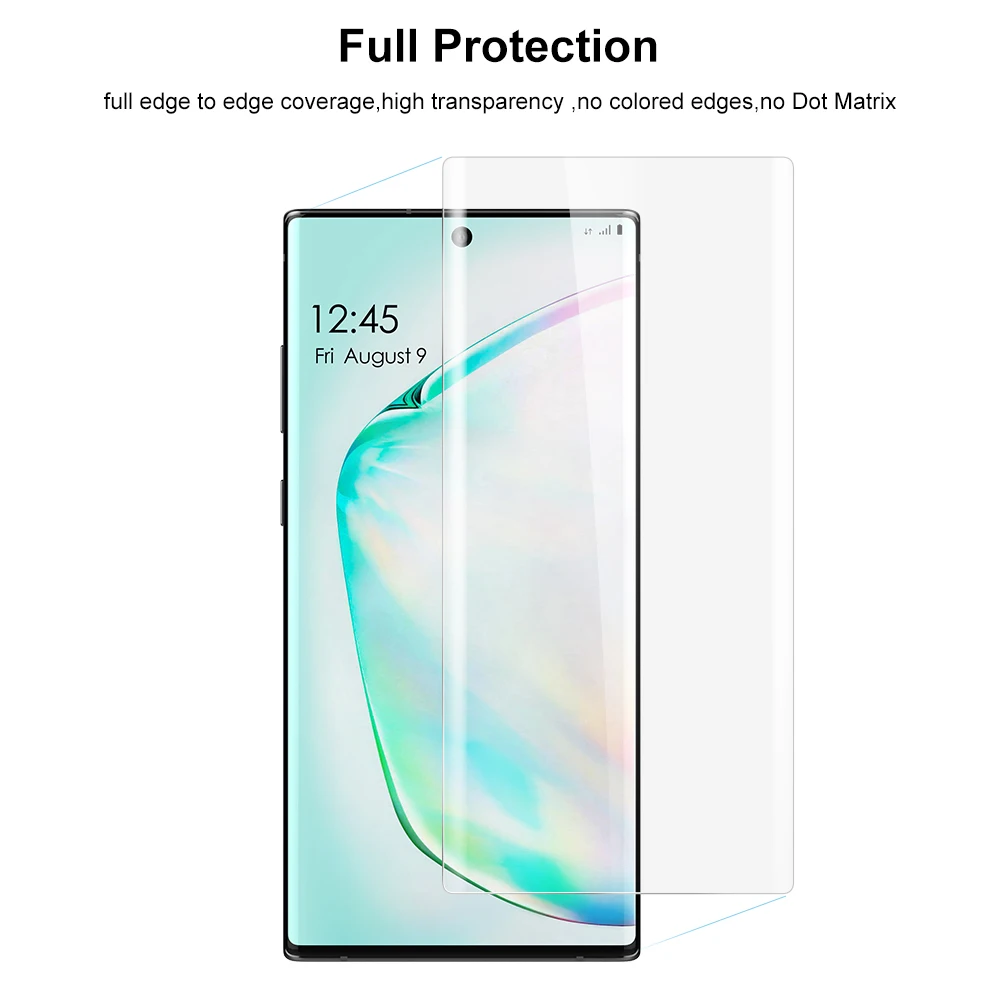 Full Glue Nano Liquid UV Tempered Glass For Samsung Galaxy Note 10 UV Screen Protector For Galaxy Note10 Plus Curved Glass