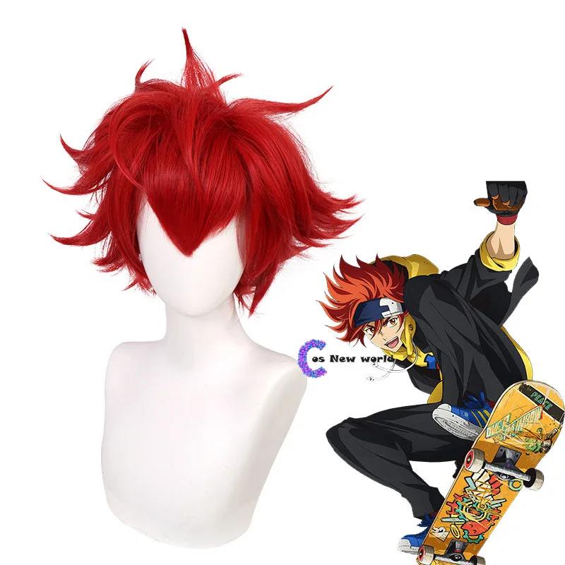 Anime SKoo Reki Cosplay Wig Red Short Straight Heat Resistant Hair Adult Halloween Role Play SK8 the Infinity SK Eight