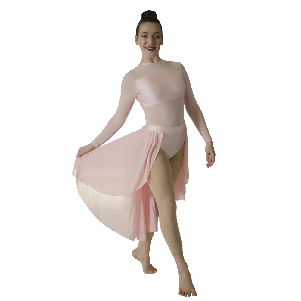 Witte Lange Mesh Mouwen Top Chiffon Lange Rokken Lyrical Dance Jurk Prestaties Kostuum