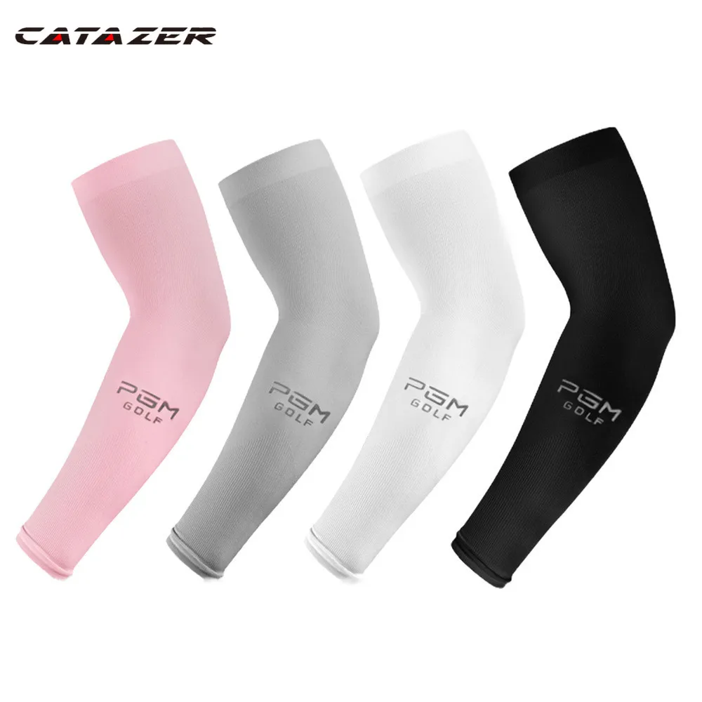 Catazer Unisex Golf Sleeves High Elastic 3D Sunscreen Seamless Ice Silk Sleeves Striped Arm Warmers Sleeves Sun Uv Protection