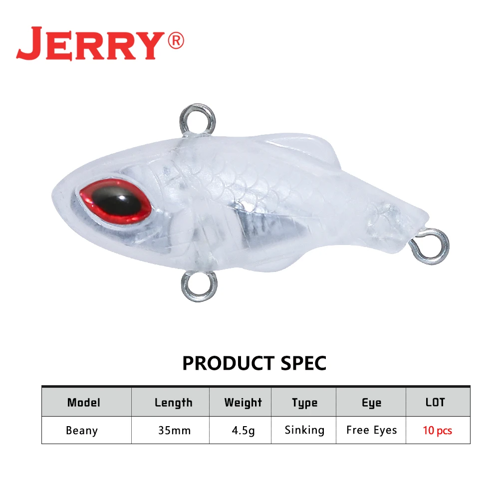 Jerry Beany Unpainted Lure Blanks 35mm 4.5g Ultralight Sinking Hard Bait Pike Trout Lures  Free Eye