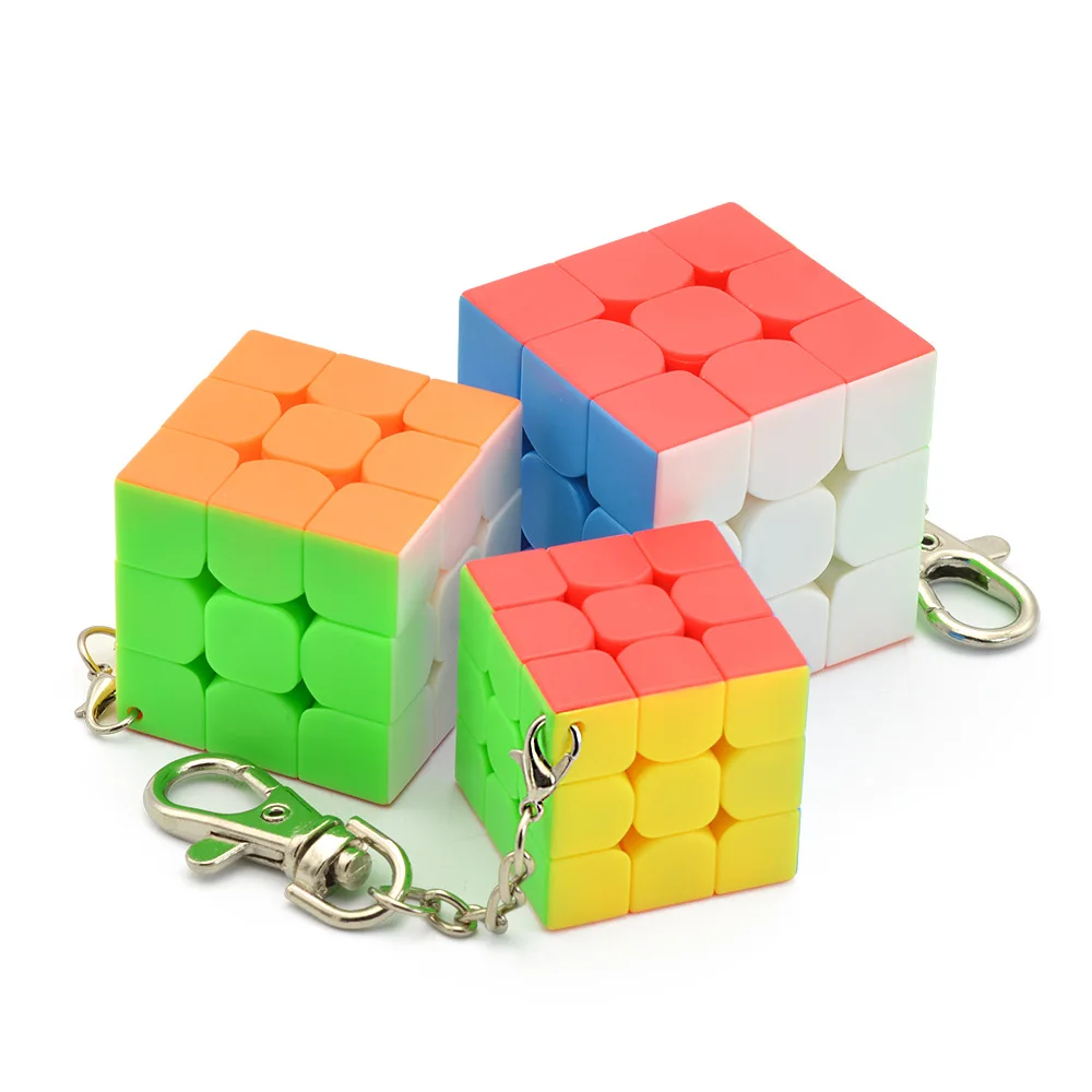 Mini Frosted Magic Cube Keychain MoYu  Mofangjiaoshi 3.5cm Magic Cube KeyChain 3x3x3 Professional Educational toys Puzzle