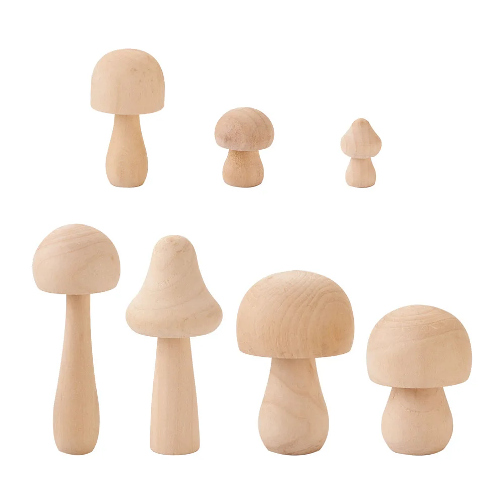 23pcs/Set Unfinished Wooden Mushroom Children Toys Kids Graffiti DIY Painted Wood Craft Accessories Mushroom Home Decorations