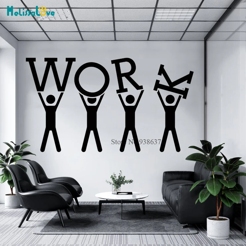 Funny Company Office Wall Art Sticker Decor Big Work Word Staffs Removable Vinyl Wallpaper Murals BB433