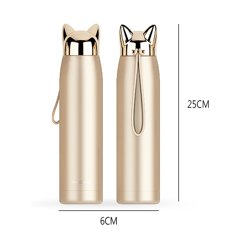 1pcs Cute Stainless Steel Cat ears Thermos Cups Thermocup Insulated Tumbler Vacuum Flask Thermo Coffee Mugs Travel Bottle Mug