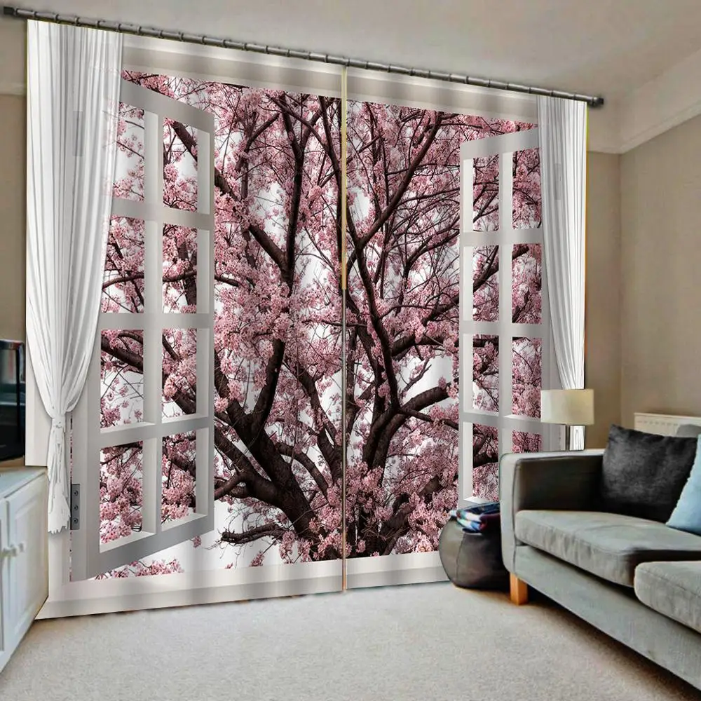 

Customized 3D Blackout Curtains Living Room Bedroom Hotel Window curtains pink curtains window flower curtain