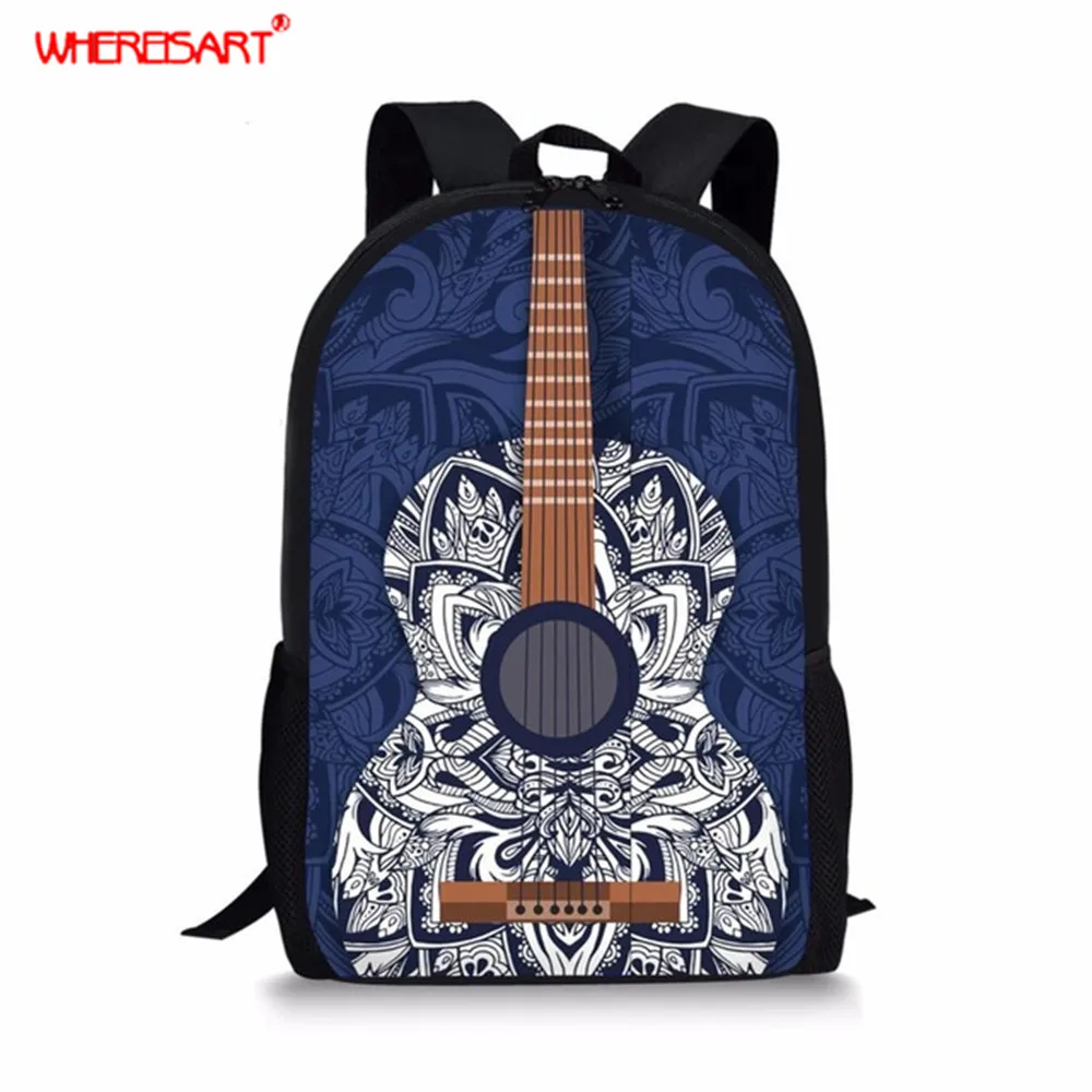 Children School Bags Musical Instrument Printing School Backpacks for Teenagers Girls Kids Guitar Design Book Bags