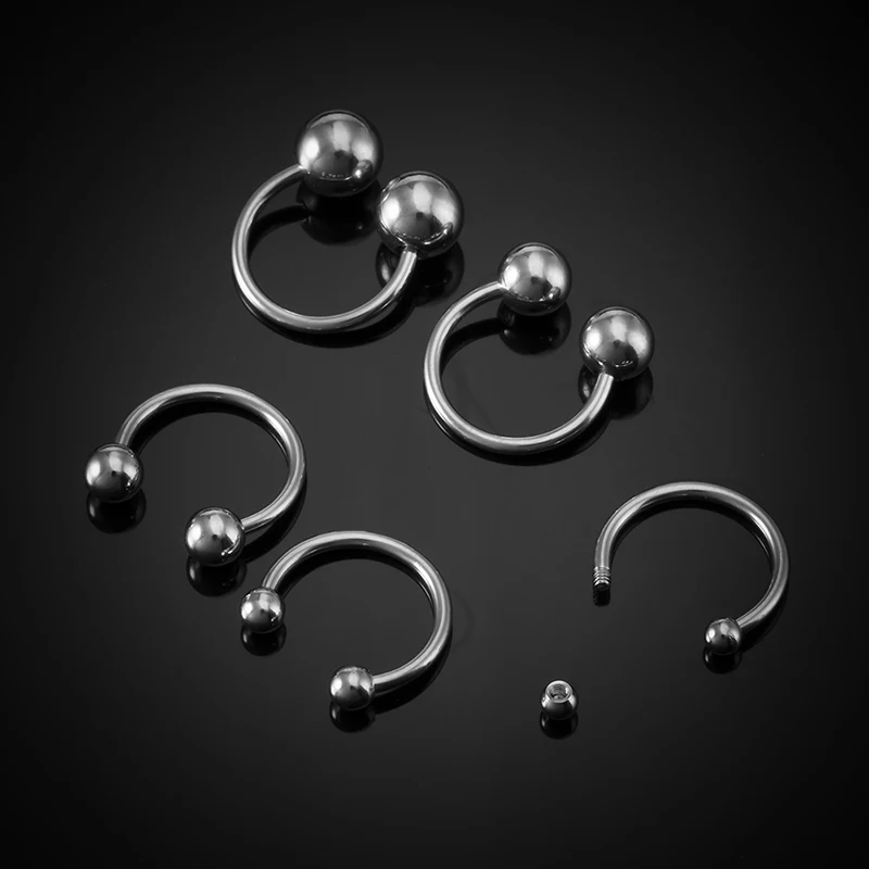 5PCS 2.5-6mm Ball Surgical Steel Horseshoe Nose Septum Rings Cartilage Helix Tragus Earring Hoop Lip Horseshoe Piercing Retainer