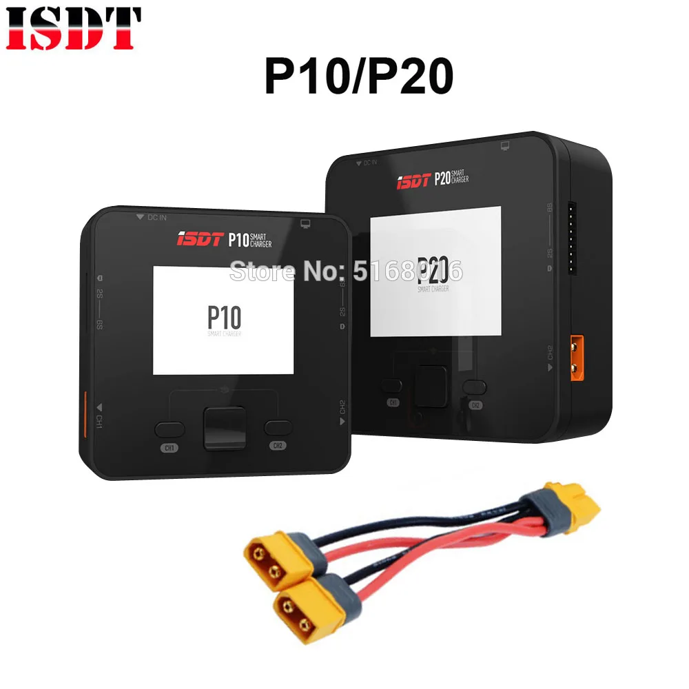 ISDT P10 P20 250WX2 500WX2 DC Dual Channel Smart Charger Discharger for LiIon Lipo LiHV RC Battery With Parallel Charing Cable