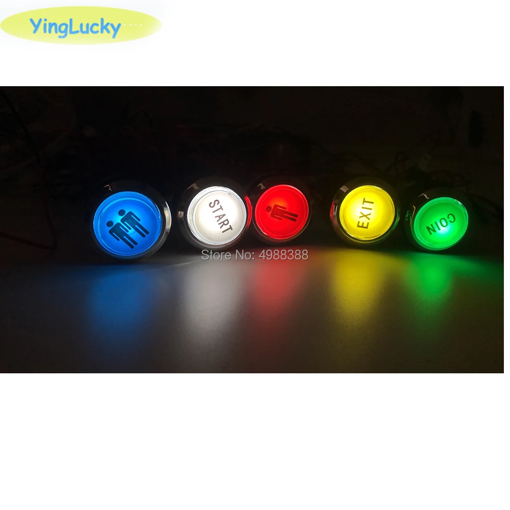 아케이드 LED 버튼, 1 P 및 2 P 코인 버튼, 33mm 광택 유리, 5V LED 푸시 버튼, 2 핀 케이블 포함, 아케이드 케이블, 제로 딜레이 버튼