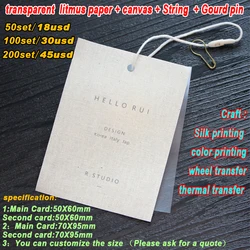 Canvas Linen Cotton Tag Custom Clothing Pvc Soft Glue Transparent Litmus Paper Canvas String Gourd Pin Mqq 50PCS