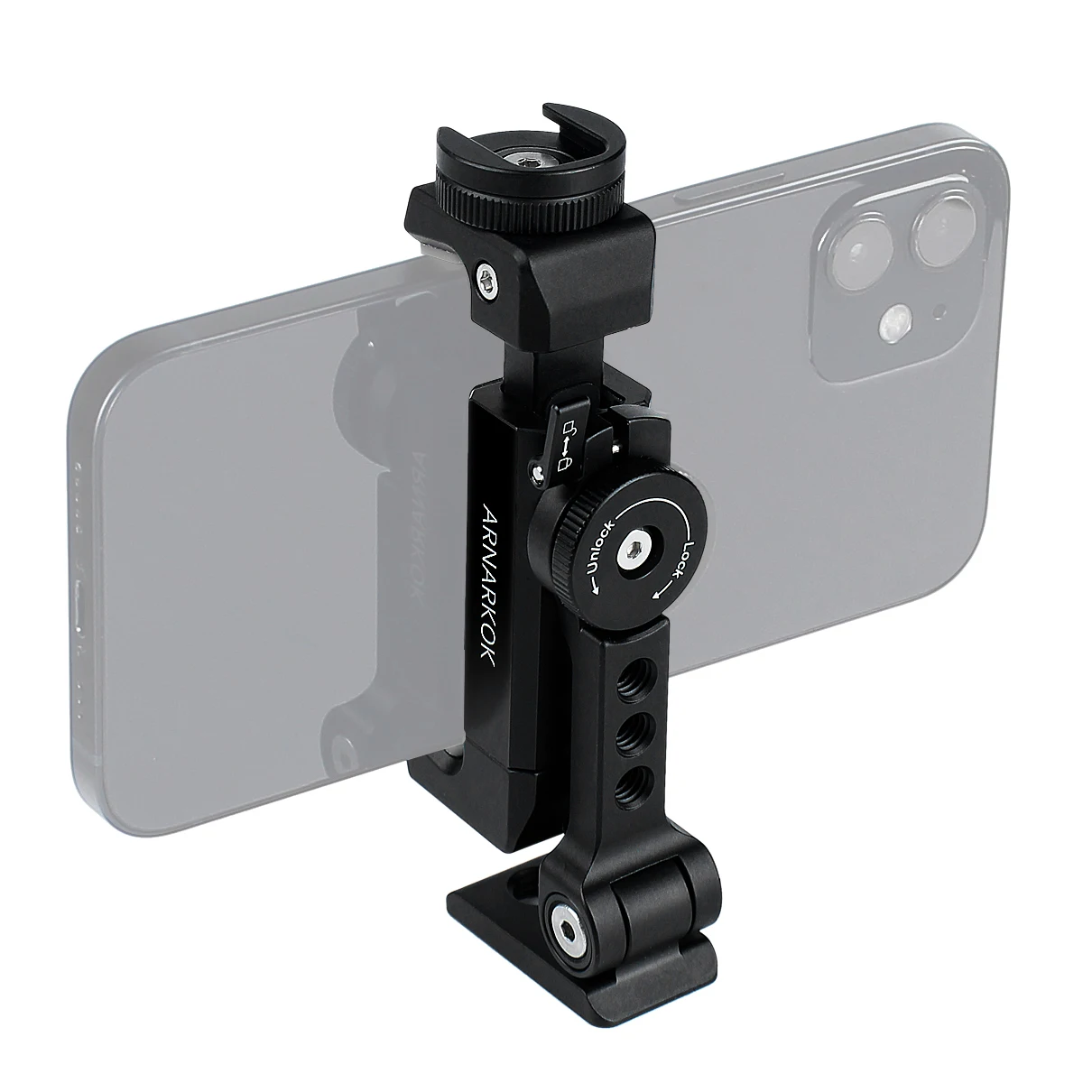 2 IN 1 Metal Phone Tripod Mount +Rotatable Cold Shoe,Compatible with most Smartphone Holder Adapter,Desktop Tripod