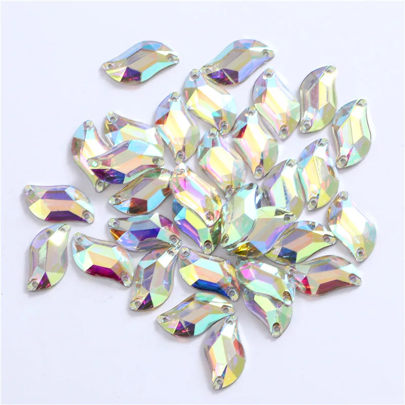 3 sizes S shape Resin Sew on Rhinestone Crystal AB flatback Sewing Stones strass for clothing accessories shoes