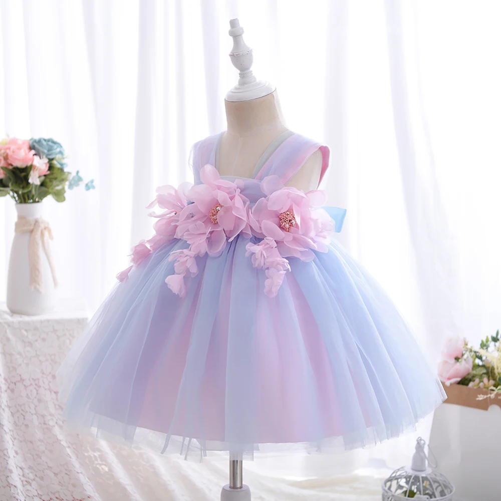 Hetiso Sling Baby Children\'s Dresses Flower Girl Ball Gowns Summer Tulle Dress Casual Wedding Party Kids Clothes for 1-4 Years