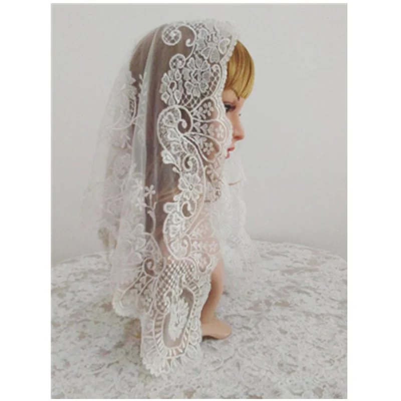 White Embroidery Lace Veil ,Catholic Veil for Lady Head Covering