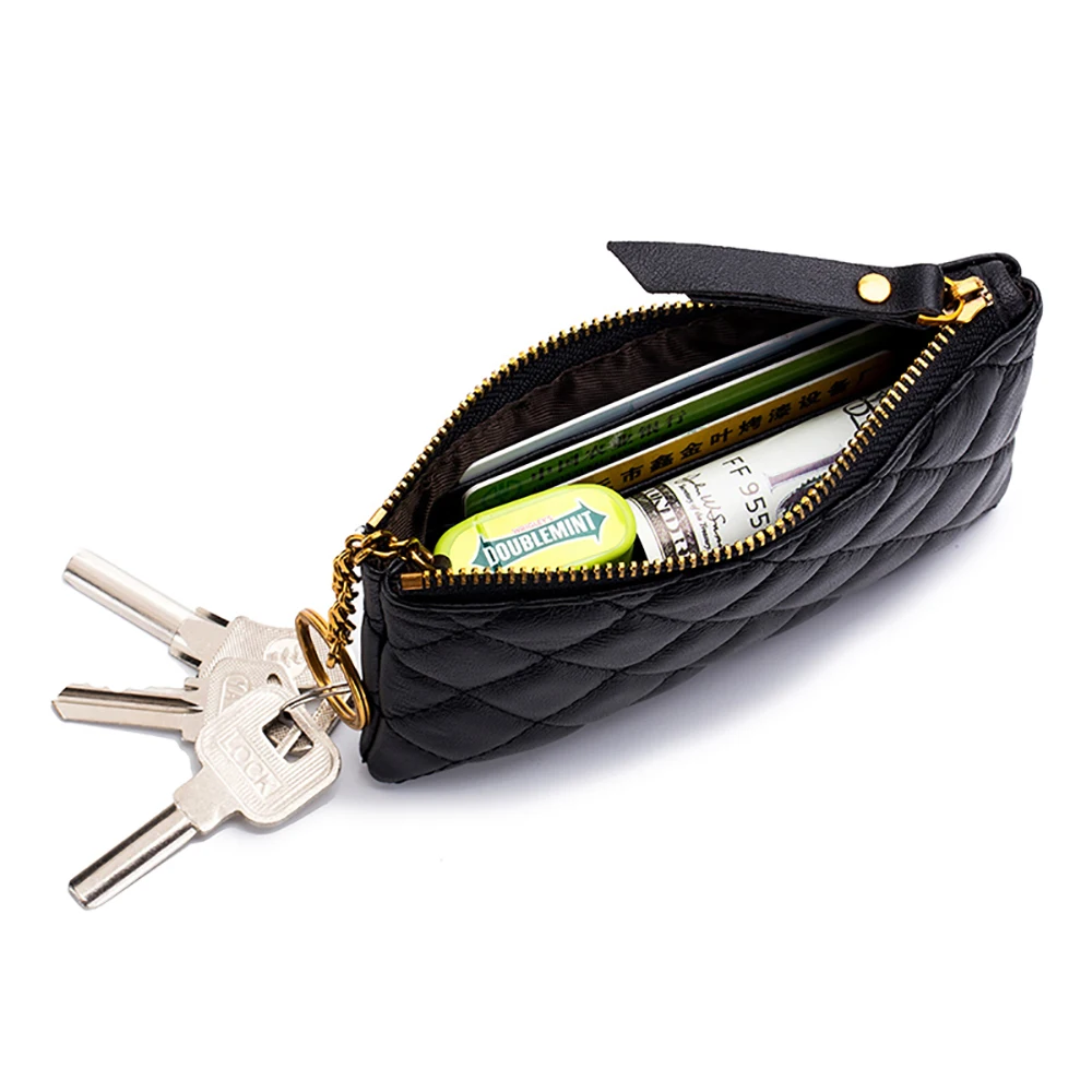 New Designer Mini Coin Purse Pouch Small Change Wallet Sheepskin Genuine Leather Girls Bags Fashion Brand Key Chain Coin Bag