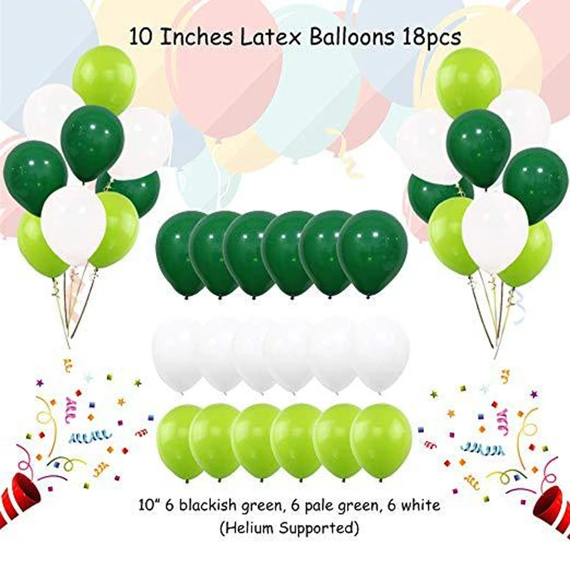 Baby 1st Birthday Party Balloons Decoration Set Animal Ballons Wild Jungle Theme Green Foil Tinsel Curtain Decor for Children