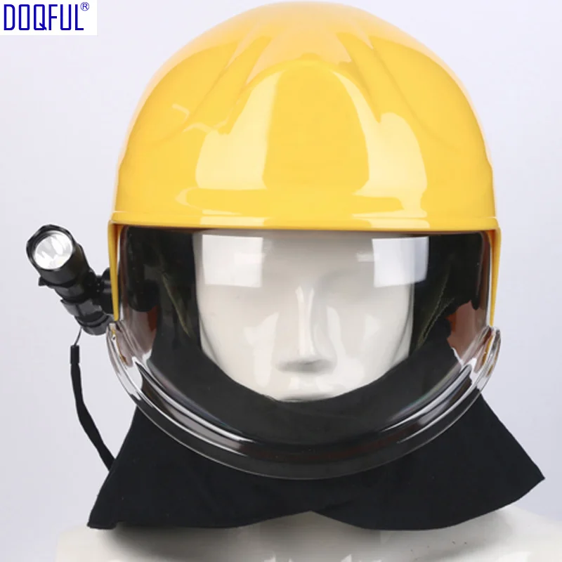 European Forest Fire Insulation Rescue Crash Helmet Mask Head-Mounted Flashlight Flame Retardant Shawl Safety Casco De Seguridad