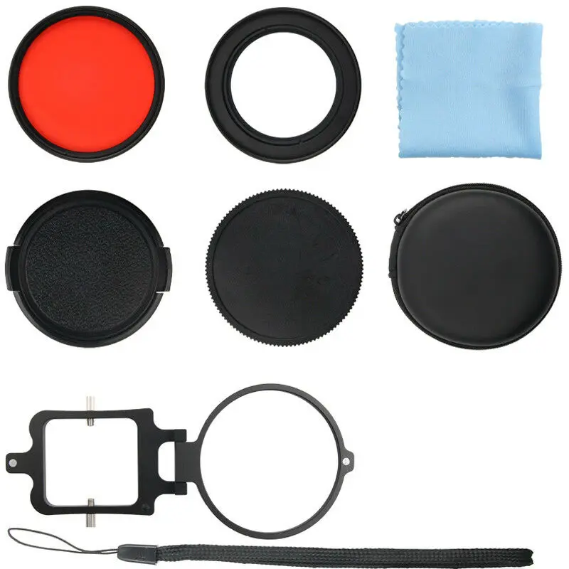 58mm 16x Close-up Magnifier Macro Red Lens Filter For GoPro Hero 3+ 4 5 6 7 8 9 Protective Case Camcorder Waterproof Housing